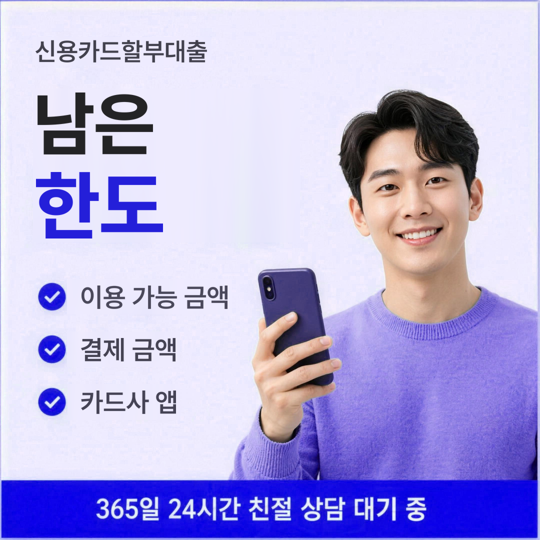 다음머니 신용카드할부대출 남은 한도 안내